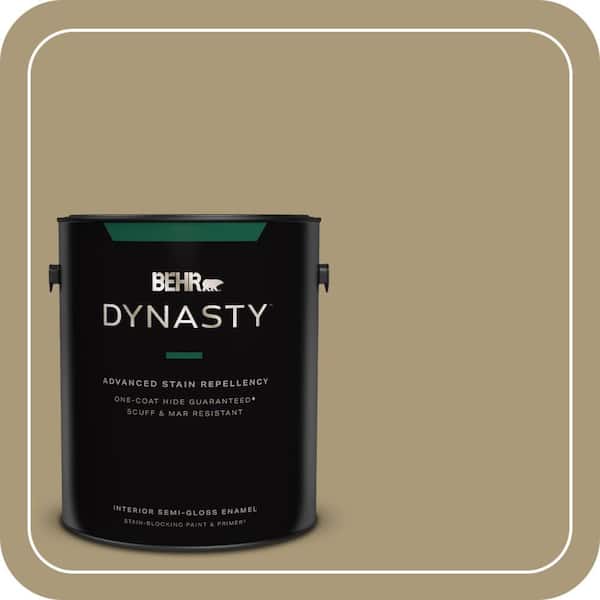 BEHR DYNASTY 1 gal. #PPU8-06 Exploring Khaki Semi-Gloss Enamel Interior Stain-Blocking Paint & Primer