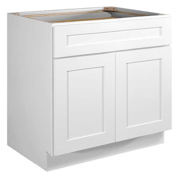 Design House Brookings Solid Wood Assembled Shaker 33 in. x 34.5 in. x 24 in. 2 Door 1 Drawer Base Kitchen Cabinet B33 in White