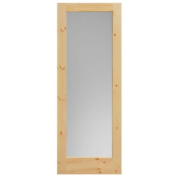 40 in. x 84 in. Knotty Pine Veneer 1-Lite Solid Wood Interior Barn Door Slab