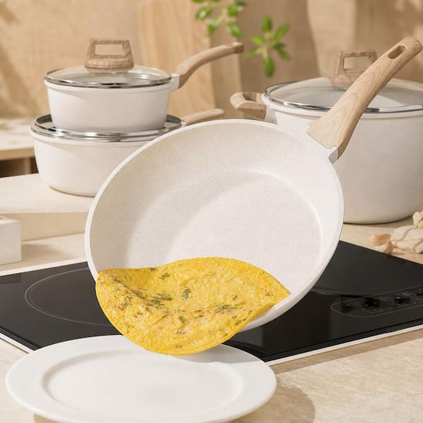 Numhew 21-Piece Cream White Die-Cast Aluminum Nonstick Cookware