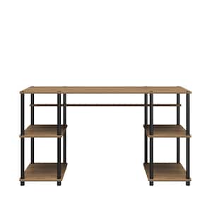 Crocker 55.12 in. Rustic Oak Double Pedestal Desk with Easy Assembly