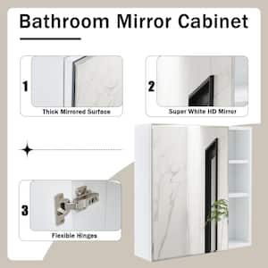 21.70 in. W x 5.00 in. D x 22.00 in. H Bathroom Storage Wall Cabinet with Mirror and Storage in White