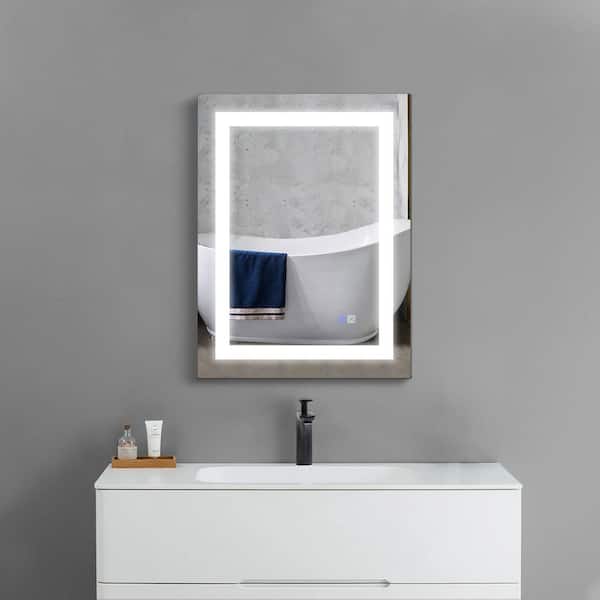 Maincraft 28 in. W x 36 in. H Rectangular Frameless LED Light Wall Mounted Bathroom Vanity Mirror in Aluminum