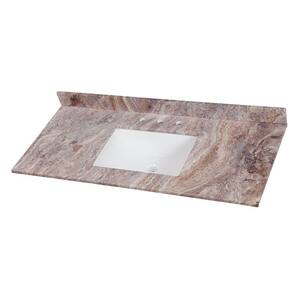49 in. W x 22 in. D Stone Effects Single Sink Vanity Top in Cold Fusion