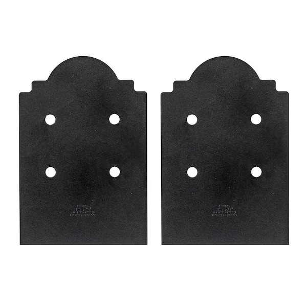 Simpson Strong-Tie Outdoor Accents Mission Collection ZMAX Black Post Base Side Plate for 8x Lumber (2-Pack)