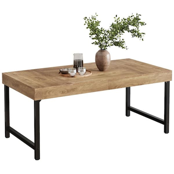 Moronia Industrial Brown Wood 55 in. Trestle Dining Table Seating 6