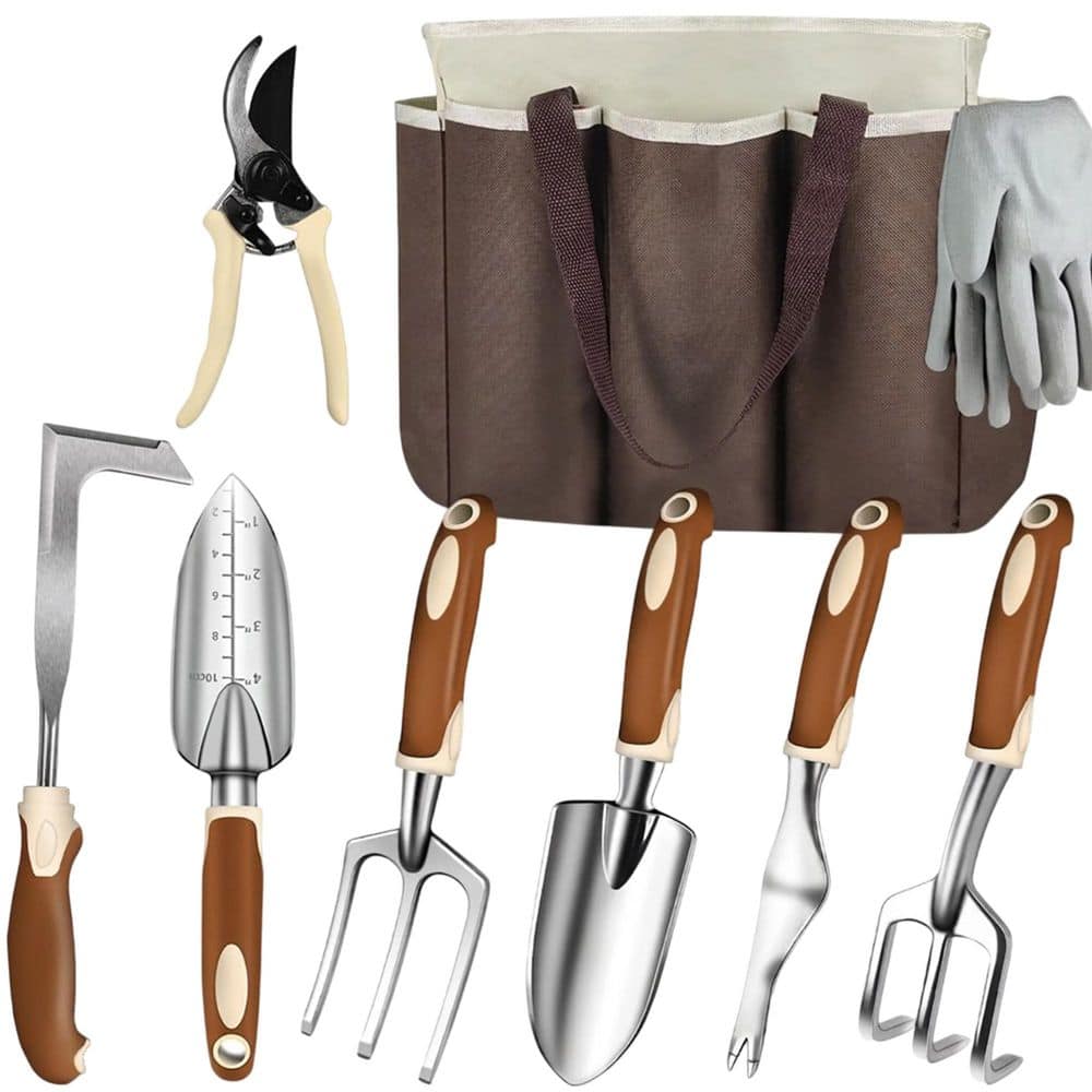 9 Piece Garden Tool Set Heavy Duty Aluminum Hand Tools with Non-Slip Rubber Grip and Large Storage Bag price history on PriceWatchPro