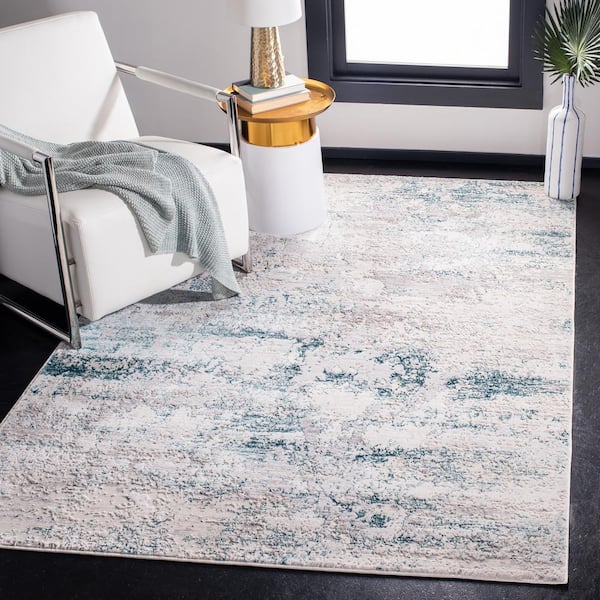 Amalfi Cream/Turquoise 9 ft. x 12 ft. Abstract Area Rug