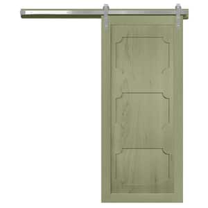 36 in. x 84 in. The Harlow III Rain Tree Wood Sliding Barn Door with Hardware Kit in Stainless Steel