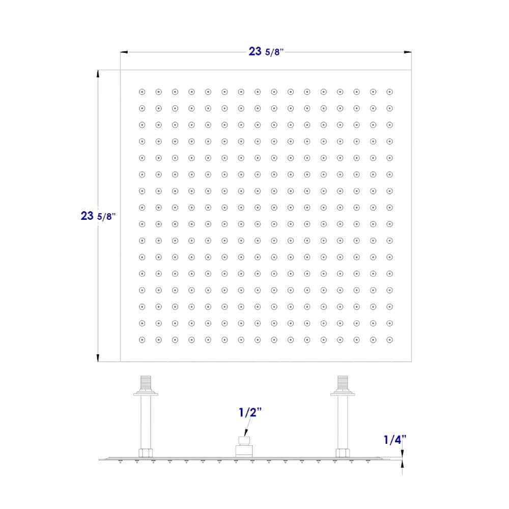 24-Inch Brushed Stainless Steel Ultra Thin Square Rain Shower Head