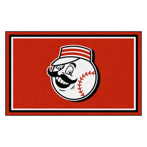 FANMATS Cincinnati Reds 4 ft. x 6 ft. Plush Area Rug 32453 The Home Depot