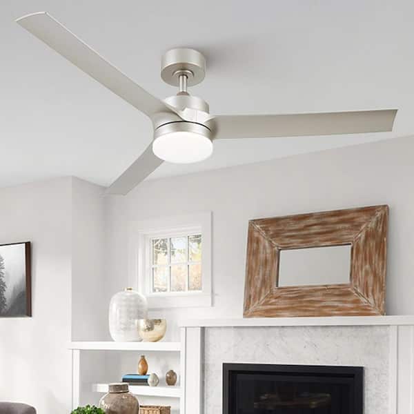 52 in. Indoor Nickel 6-Speed Standard Ceiling Fan with 3000K/4500K/6500K Adjustable White LED Light with Remote Control