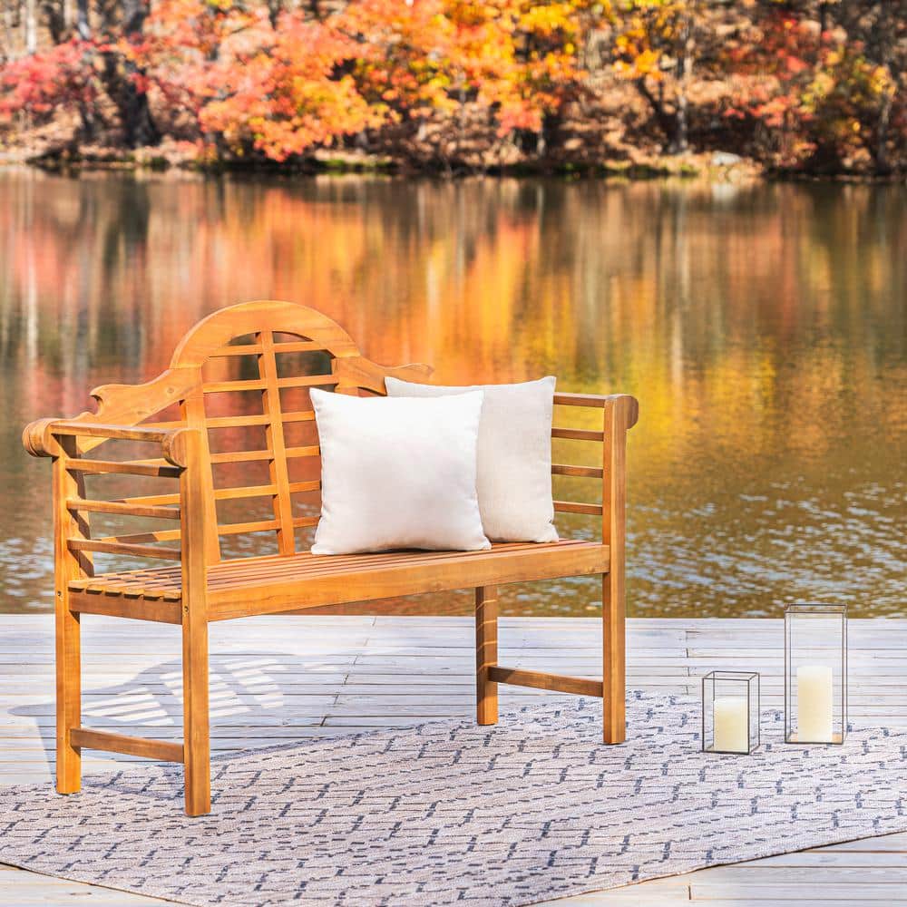 Lutyens Teak Acacia Wood 3-Seat Arched Garden Bench