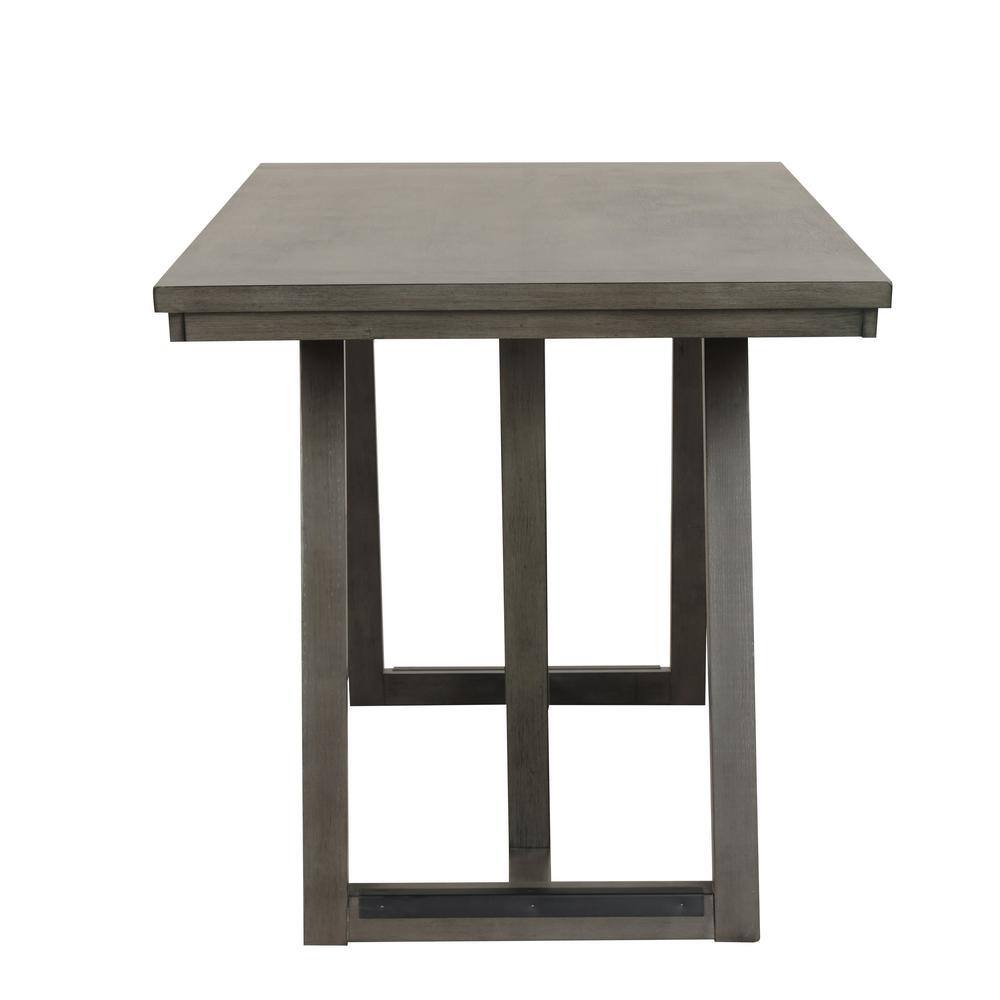 Gray Upholstered 5-Piece Counter Height Dining Set with Wood Table