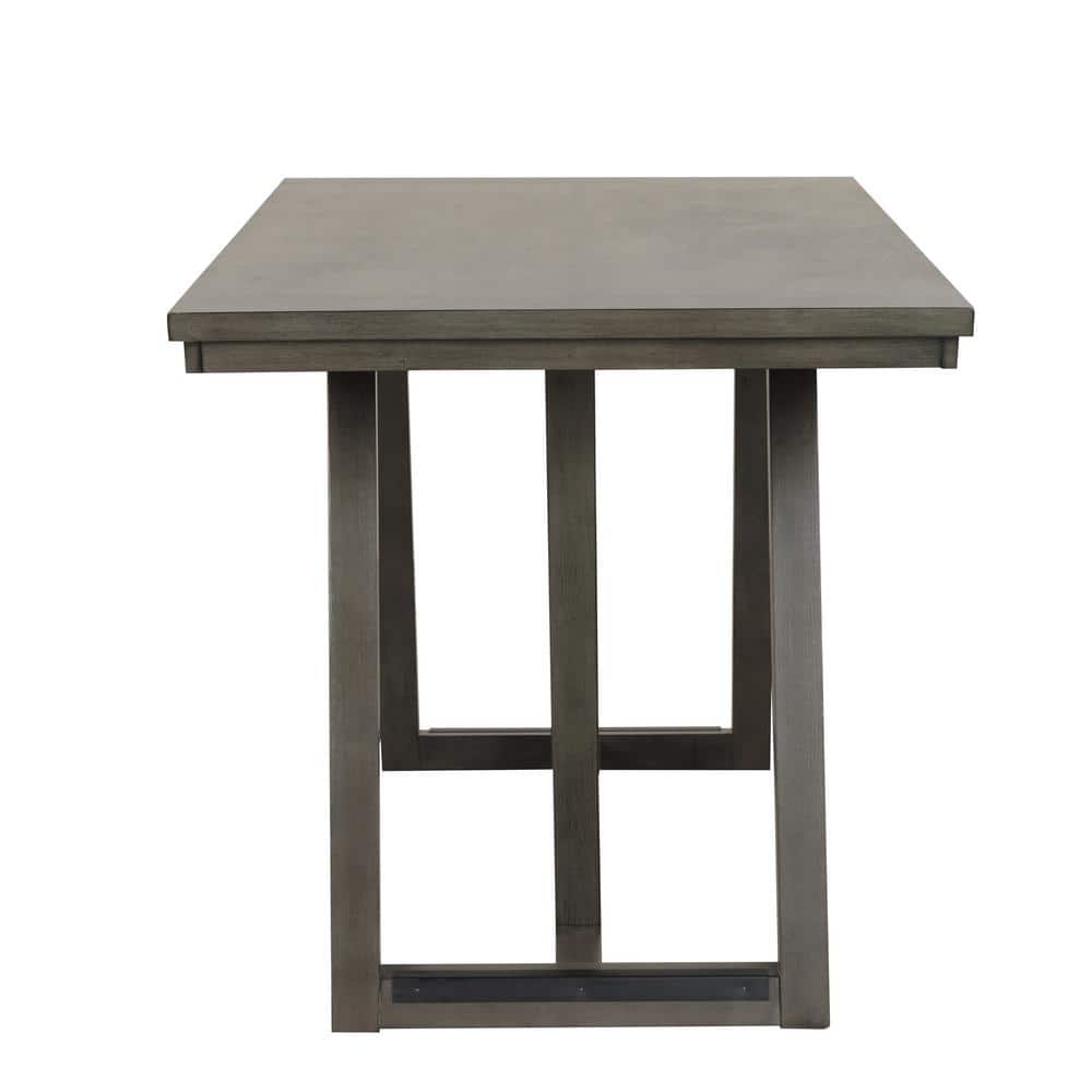 Gray Wood Counter Height Dining Set with Upholstered Chairs