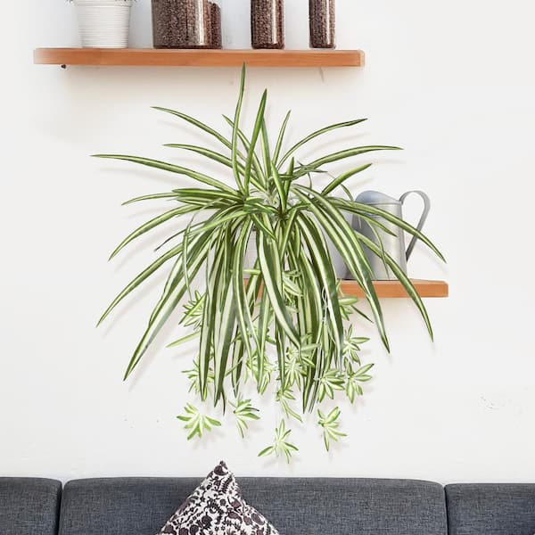 LIVING LUXURY 26 in. Artificial Spider Plant Leaf Hanging Plant Greenery  Foliage Bush 84062-GR