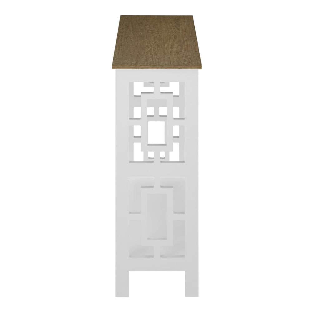 Driftwood and White Wood Console Table with Storage Shelf