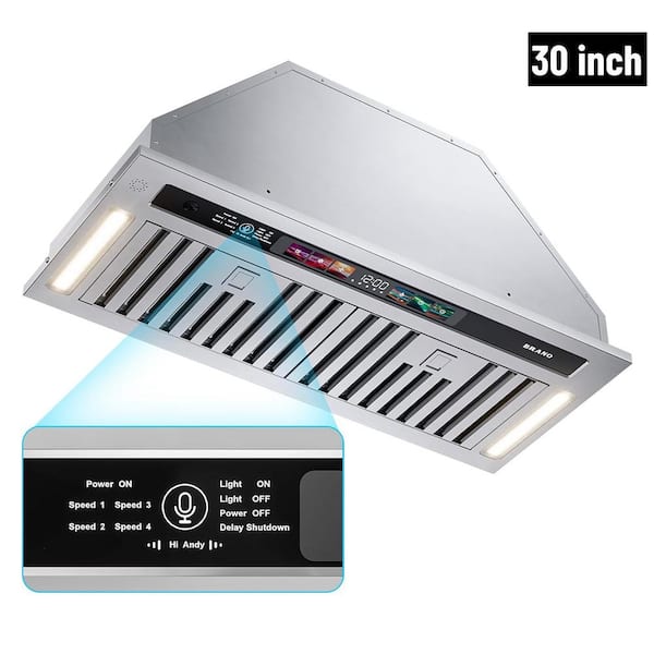 BRANO 30 in. 900 CFM Convertible Insert Range Hood Stainless Steel Kitchen Hood with Charcoal Filter