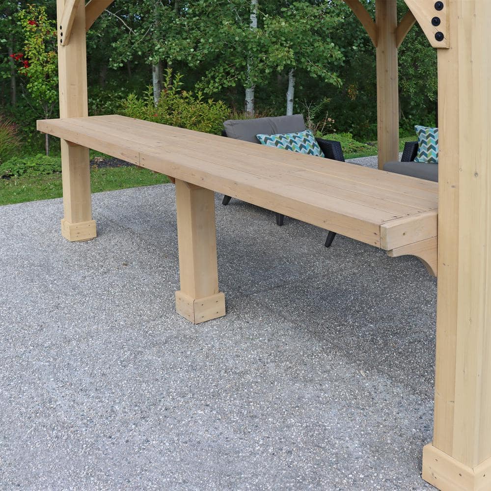 Meridian 12' Natural Cedar Wood Outdoor Bar Counter