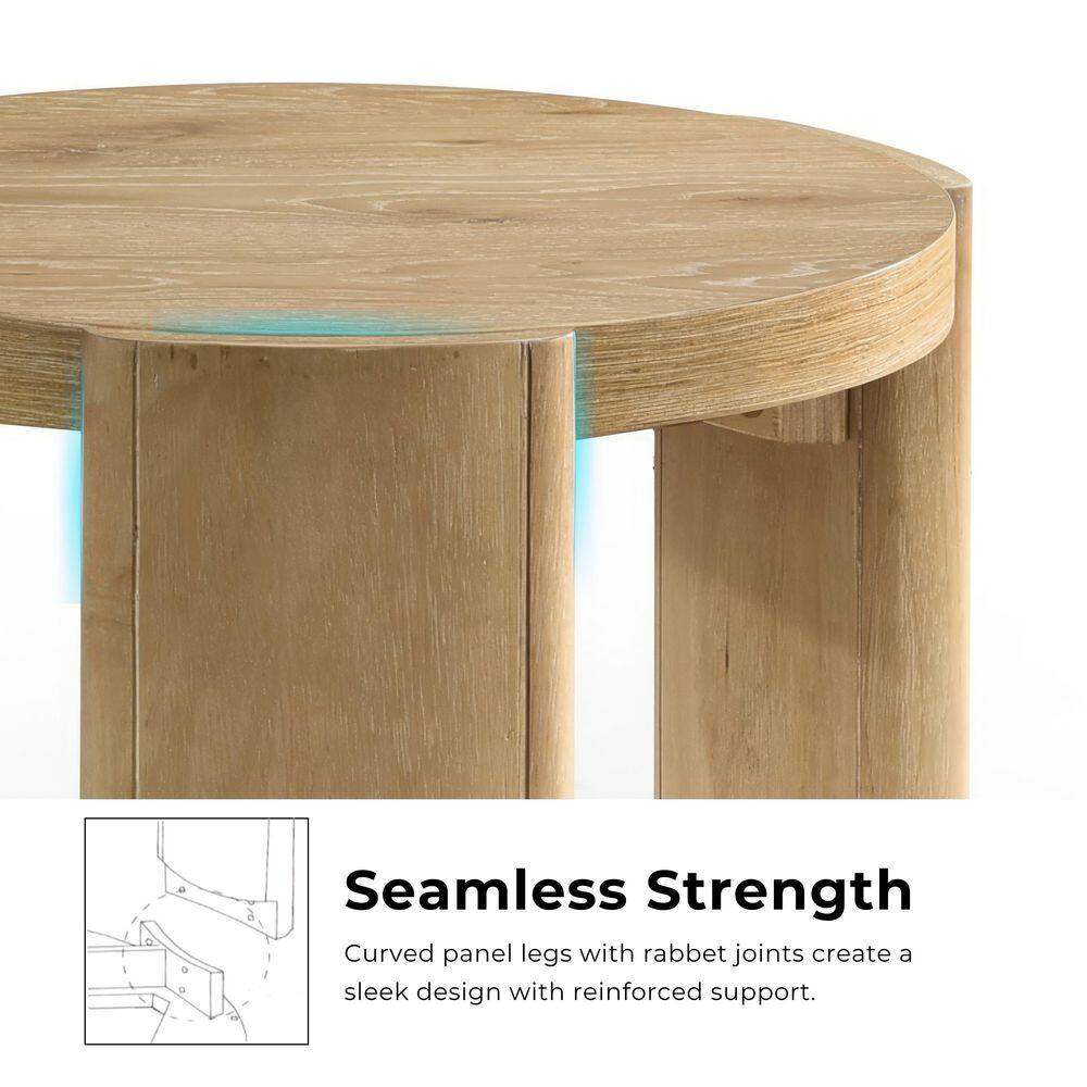Ashford 20 in. Oak Round Wood End Table with Plinth Base - thumbnail 3