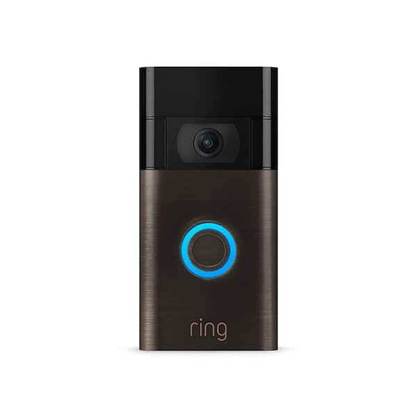 Ring Video Doorbell, Satin Nickel bundle with Ring Stick Up Cam Battery,  White