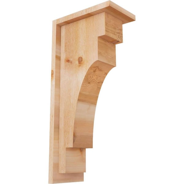 Ekena Millwork 6 in. x 10 in. x 22 in. Western Red Cedar Mediterranean Rough Sawn Corbel with Backplate