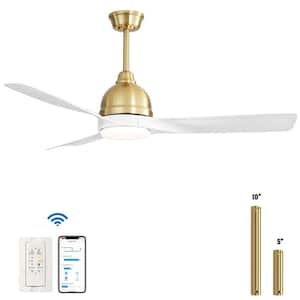 54 in. Indoor/Outdoor Gold Smart 6-Speed Ceiling Fan with light and Remote&APP Control