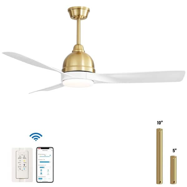 Sofucor 54 in. Indoor/Outdoor Gold Smart 6-Speed Ceiling Fan with light and Remote&APP Control