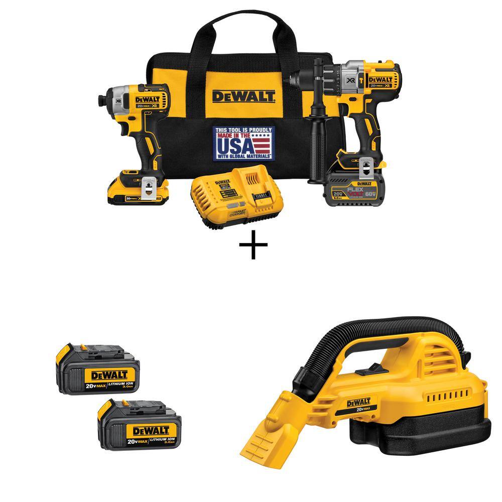 DEWALT 20V MAX Lithium-Ion Cordless Combo Kit, (1) FLEXVOLT 6.0Ah ...