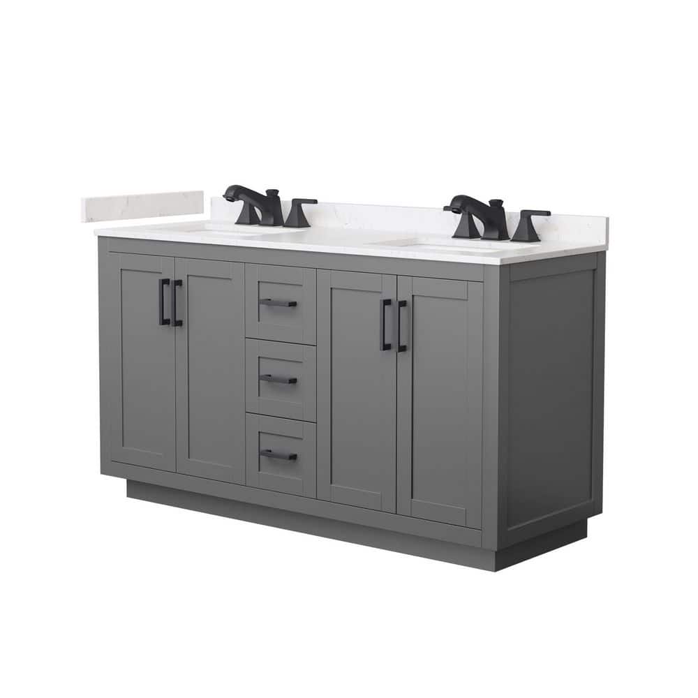 Miranda 60 in. Double Freestanding Dark Gray Bath Vanity with Carrara Cultured Marble Top Assembled price history on PriceWatchPro