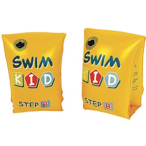 Yellow Swim Kid Step B Inflatable Swimming Pool Arm Floats for Kids 3-Years to 6-Years (Set of 2)
