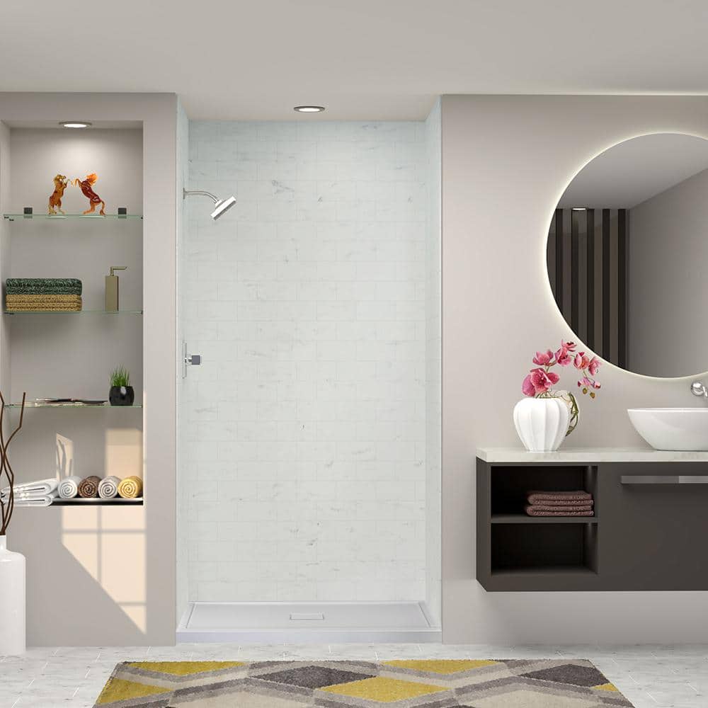Gray 48'' Rectangular Low Threshold Shower Base with Center Drain