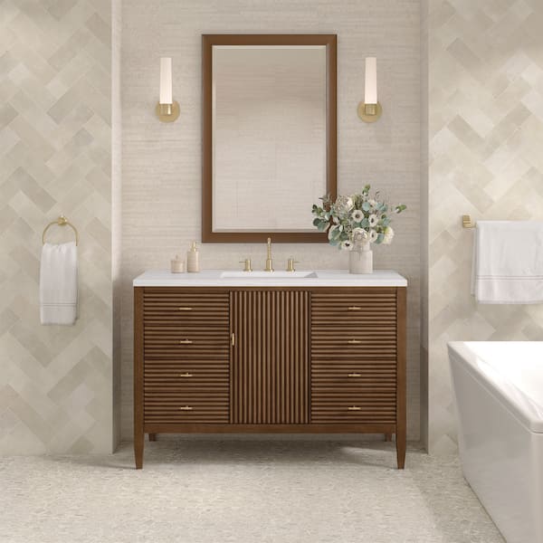 Myrrin 47.88 in. W x 23.5 in. D x 32.88 in. H Single Bath Vanity Cabinet Without Top in Mid-Century Walnut