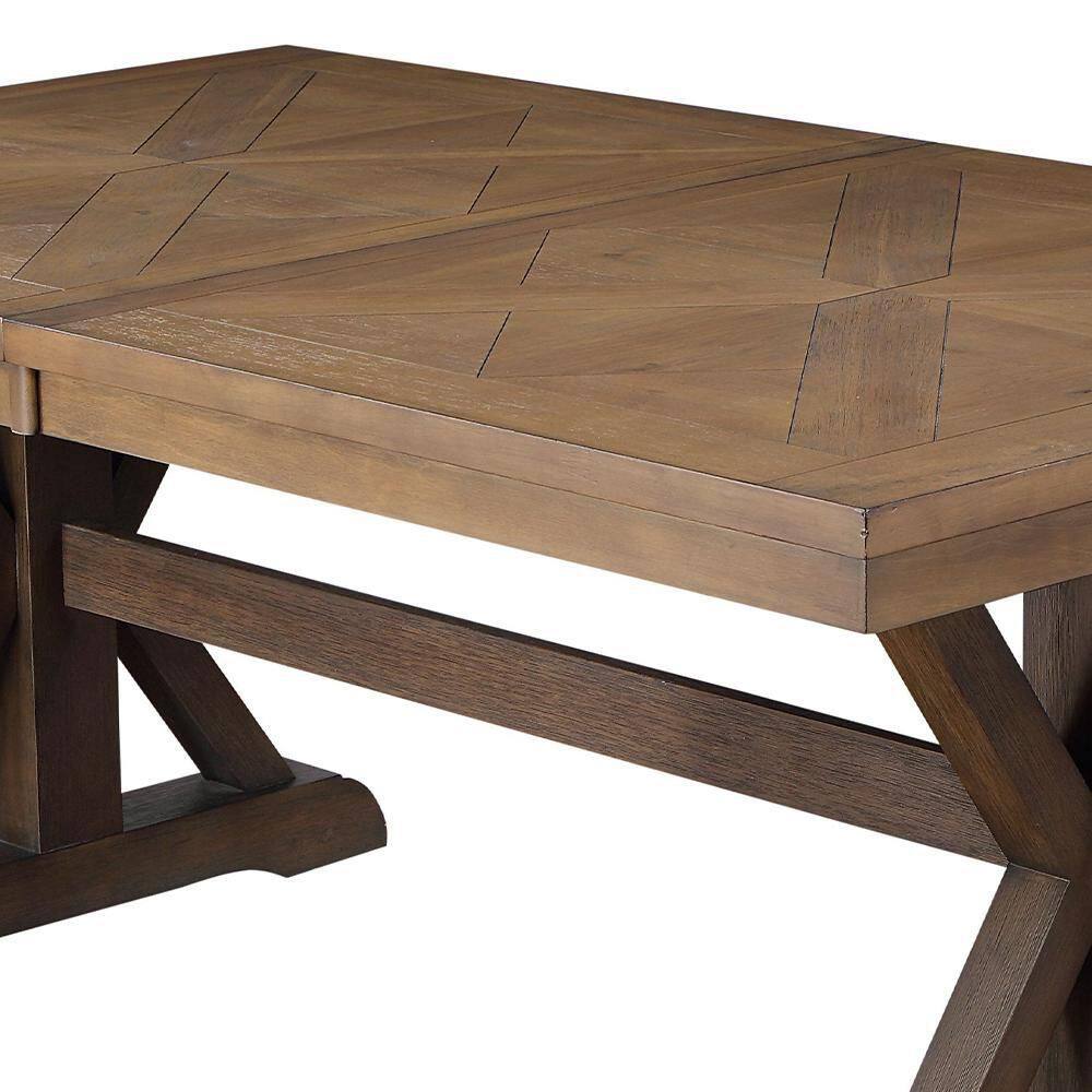 Pascaline 72-96" Extendable Rustic Brown and Oak Dining Table