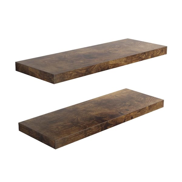 Unbranded 30 in. W x 12.75 in. D Rustic Brown Decorative Wall Shelf