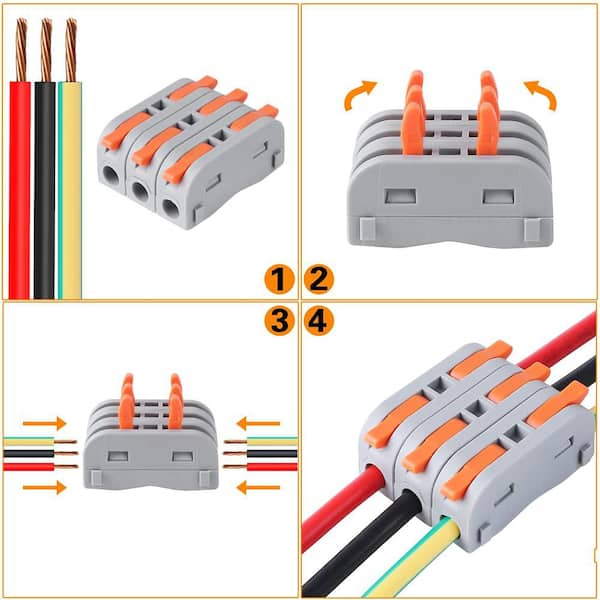 MELIFE 50PCS Lever Wire Connectors, T Shape Out Quick Wire Connectors