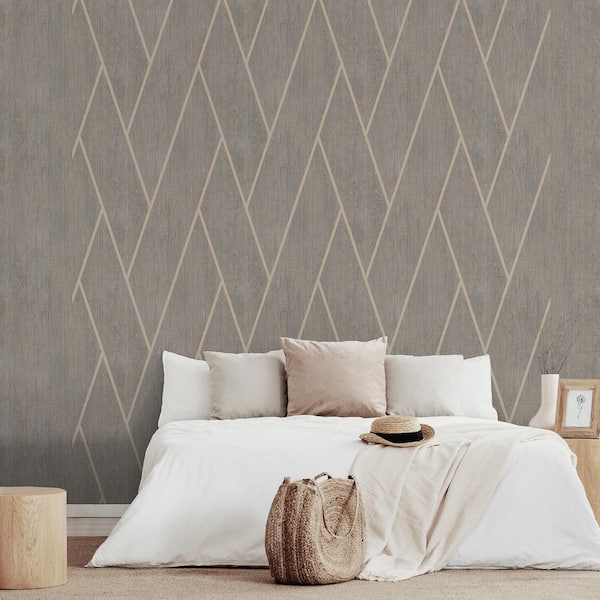 Wood Texture Chevron Taupe Wallpaper