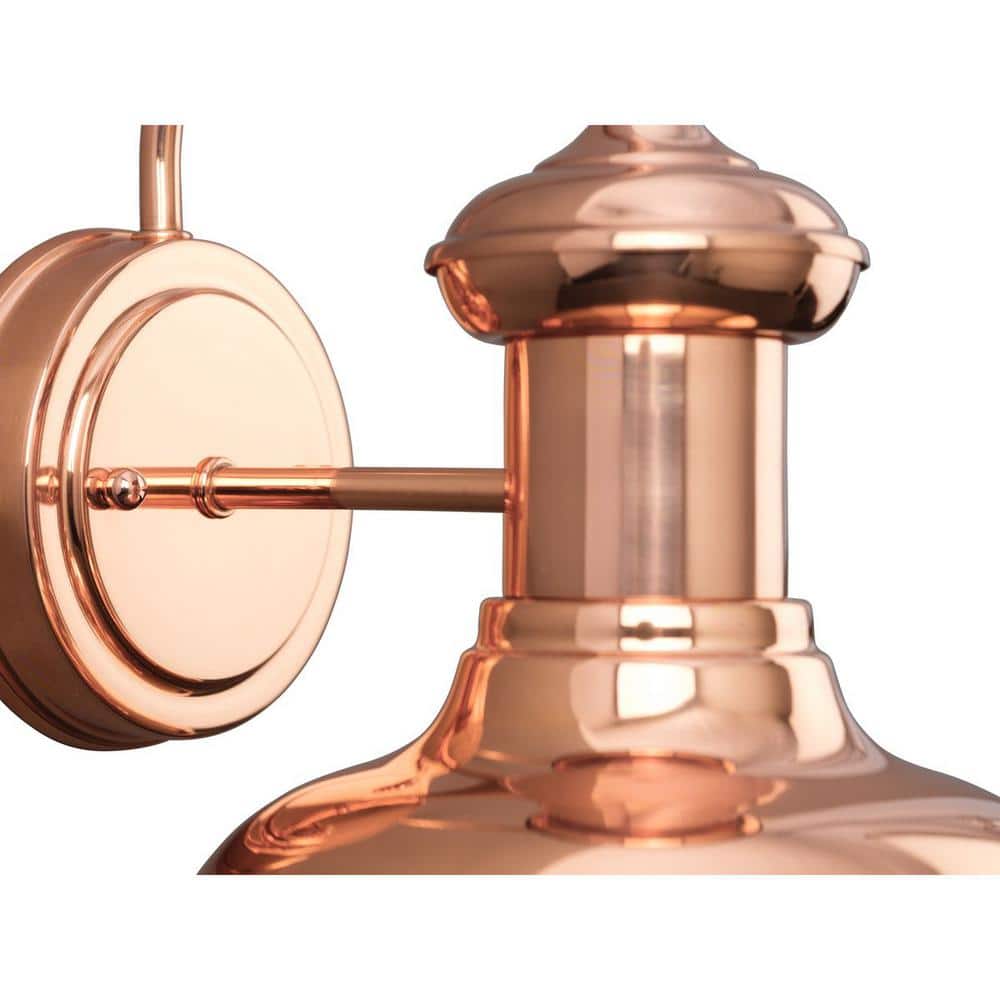Brookside Vintage Copper Lantern Wall Sconce, 14" Dimmable