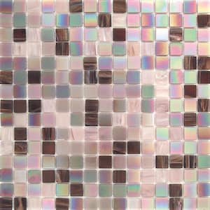 Mingles 12 in. x 12 in. Glossy Crepe Pink Glass Mosaic Wall and Floor Tile (20 sq. ft./case) (20-pack)