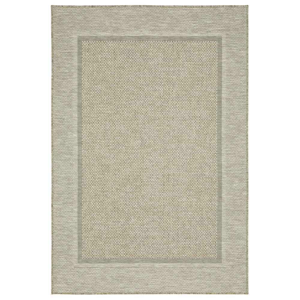 Thrasher Beige 3 ft. x 5 ft. Wide Border Polypropylene Indoor/Outdoor Area 