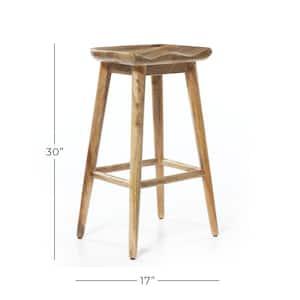 30 in. Brown Wood Bar Stool with Footrest