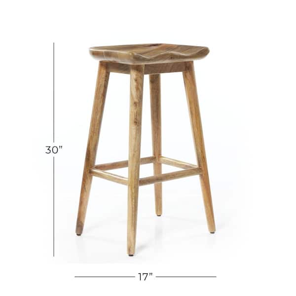 30 in. Brown Wood Bar Stool with Footrest