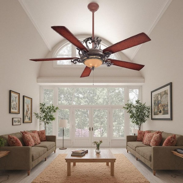 Napoli II 68 in. Integrated LED Indoor Sterling Walnut Ceiling Fan with Wall Control
