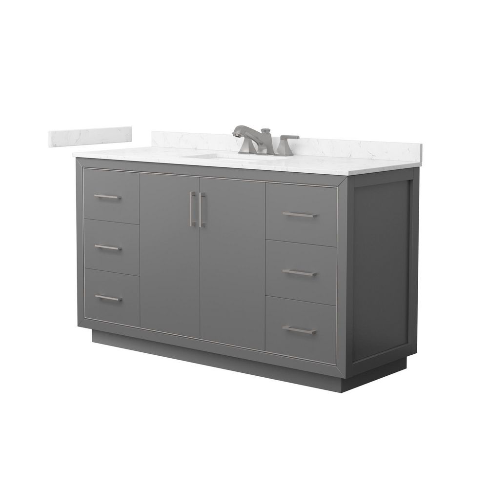 Icon 60 in. Single Freestanding Dark Gray Bath Vanity with Carrara Cultured Marble Top Assembled