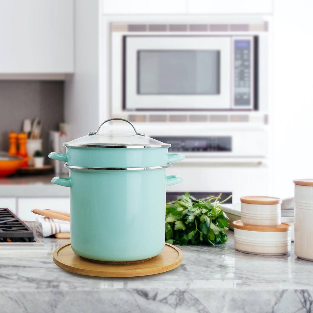 Aqua 8 Qt Stainless Steel Stock Pot with Steamer Insert