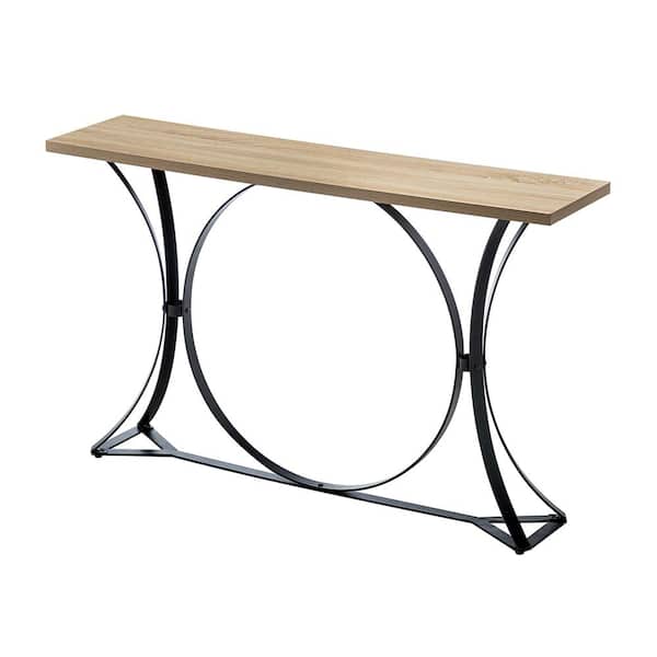 ATHMILE 12 in. Brown Standard Rectangle Metal Console Table