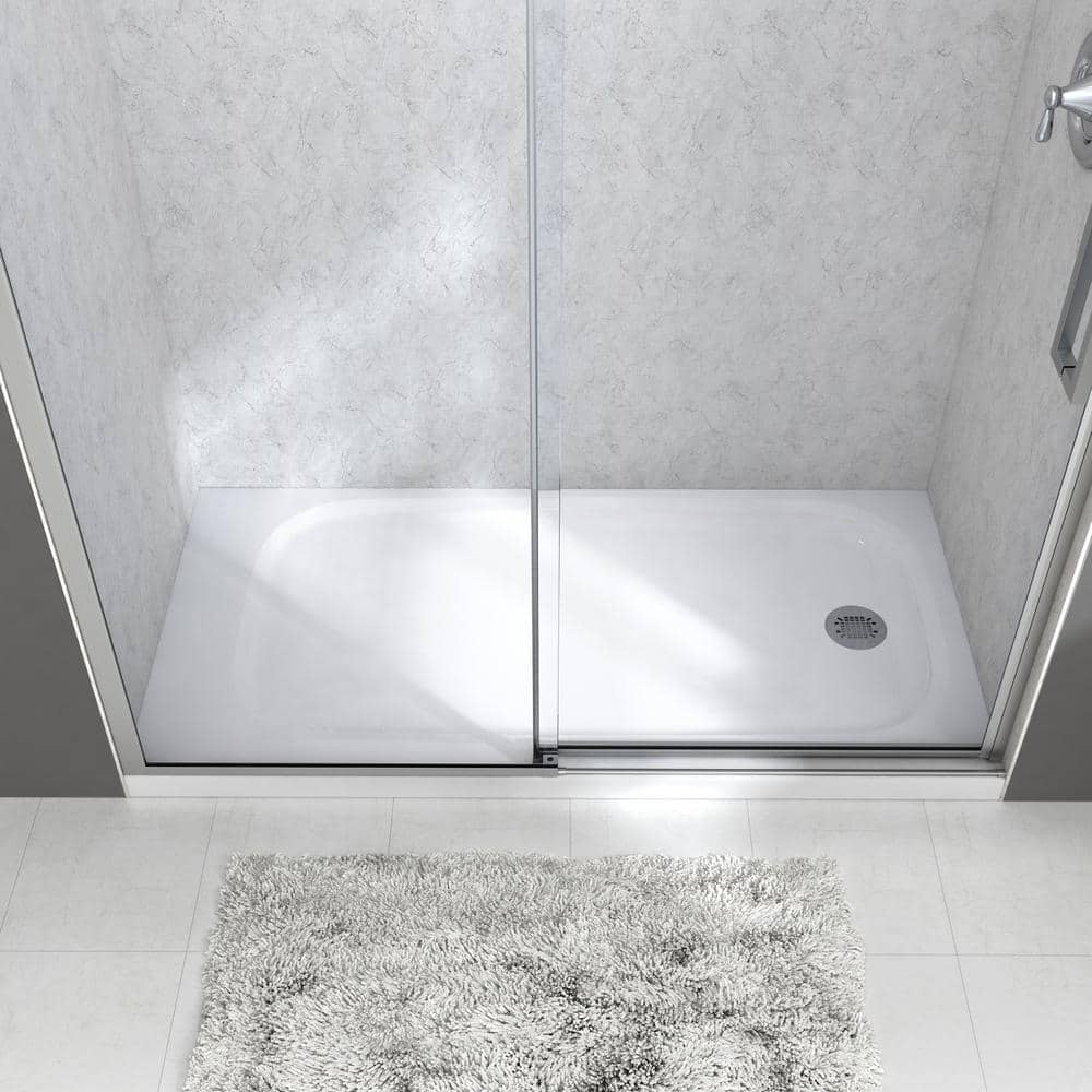 Passage 60 x 32 Alcove Shower Pan Base with Right Drain in White