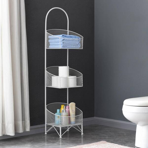 HEMSLY INC 3-Tiered Soft Gray Metal Wire Mesh Portable Basket Stand