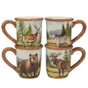 Mountain Summit 16 oz. Assorted Colors Earthenware Beverage Mug (Set of 4)