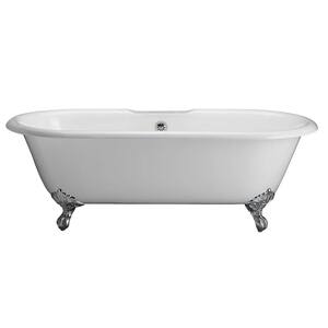 5.6 ft. Cast Iron Imperial Feet Double Roll Top Tub in White